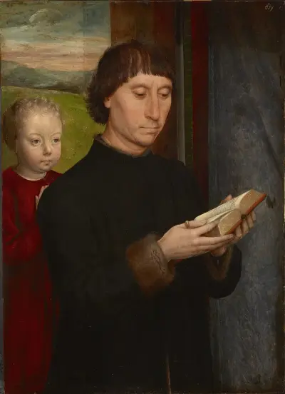 Portrait of a man reading av Hans Memling