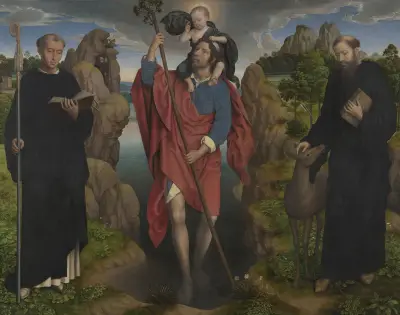 Saint Christopher with the infant Christ av Hans Memling