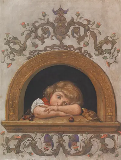 Ella am halbrunden Fenster av Hans Thoma