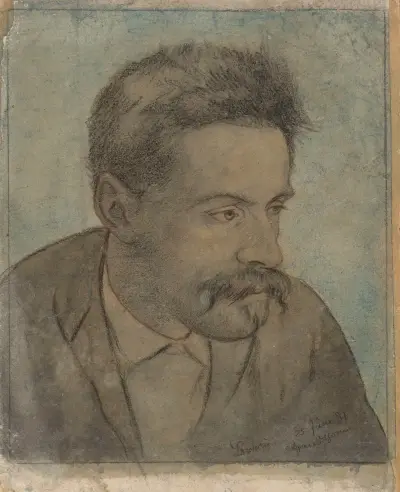 Portrait of a Man with a Moustache av Hans Thoma