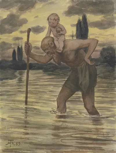 Saint Christopher av Hans Thoma