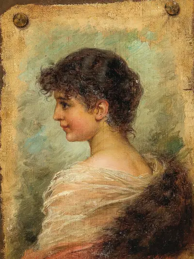 Profile Portrait of a Young Woman av Hans Zatzka