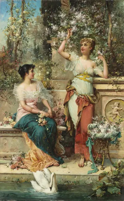 Two Ladies in a Park av Hans Zatzka