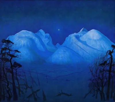 Winter Night in the Mountains, 1914 av Harald Sohlberg