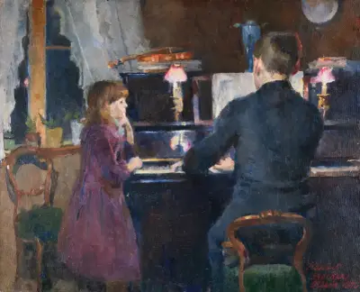 Big Brother Playing av Harriet Backer