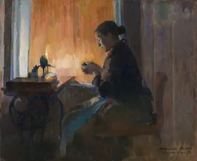 By Lamp Light av Harriet Backer