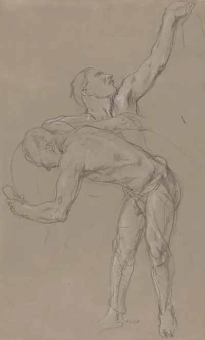 Two Male Figures- Study for ‘The Good Samaritan’ av Charles Haslewood Shannon