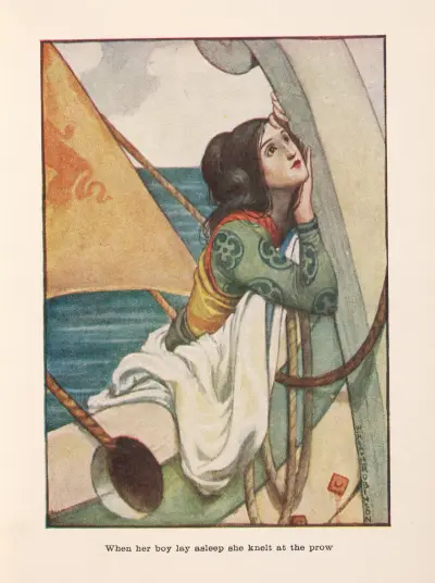 Constance; When her boy lay asleep she knelt at the prow av William Heath Robinson
