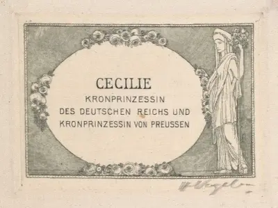 Bookplate: Cecilie Kronprinzessin des Deutchen Reichs und Kronprinzessin von Preussen av Heinrich Vogeler