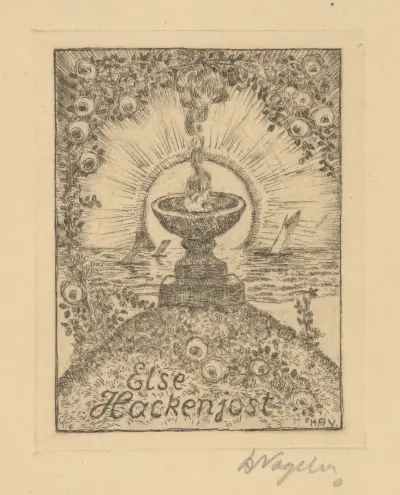 Bookplate: Else Hackenjost av Heinrich Vogeler