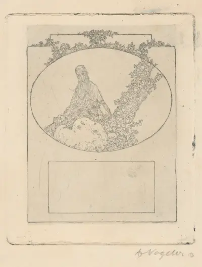 Exlibris för Albert Schmidt av Heinrich Vogeler