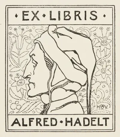 Bookplate of Alfred Hadelt av Heinrich Vogeler