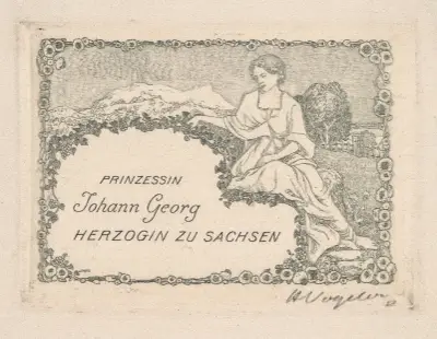 Exlibris: Prinsessan Johann Georg Herzogin zu Sachen av Heinrich Vogeler