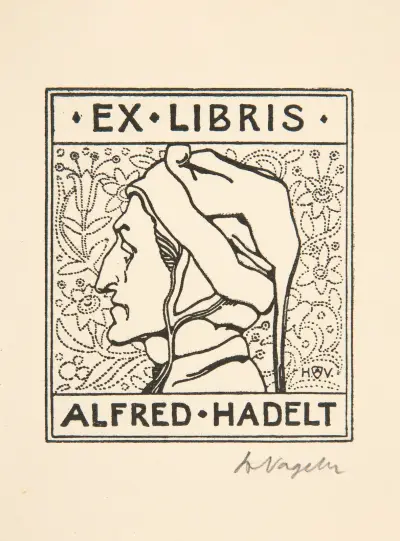 Ex Libris Alfred Hadelt av Heinrich Vogeler