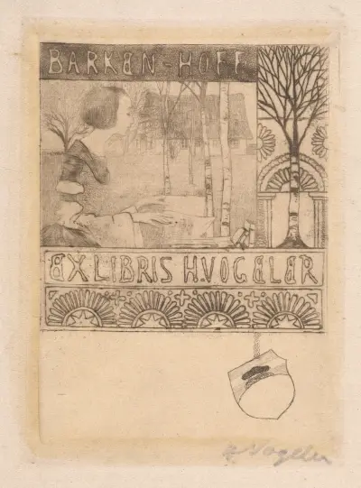 Exlibris Barken-Hoff H. Vogeler av Heinrich Vogeler