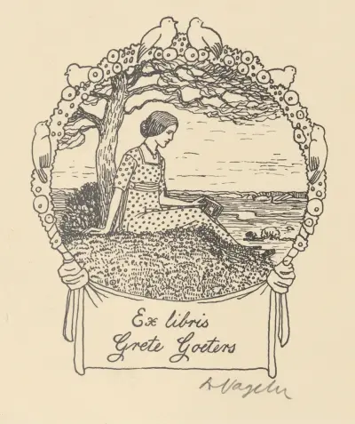 Ex Libris Grete Groeters av Heinrich Vogeler