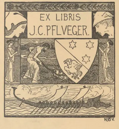 Ex Libris J.C. Pflueger av Heinrich Vogeler