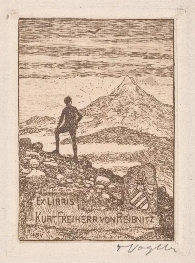 Ex Libris Kurt Freiherr von Reibnitz av Heinrich Vogeler
