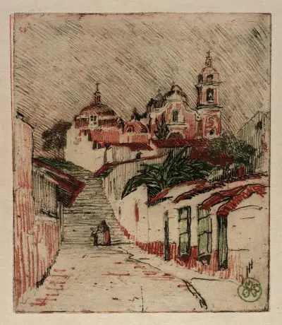 Church At Cuernavaca, Mexico av Helen Hyde