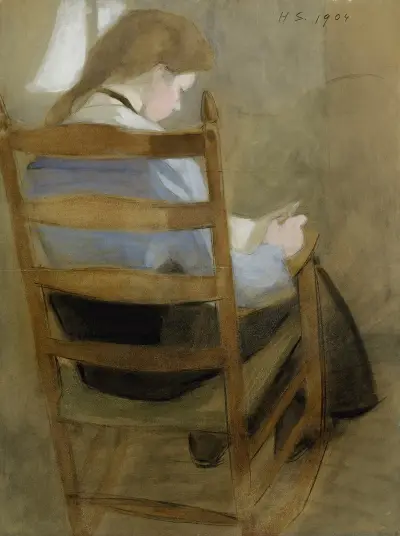 Girl Reading (Seated Girl) av Helene Schjerfbeck