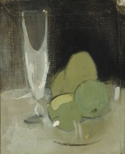 Green Apples And Champagne Glass av Helene Schjerfbeck