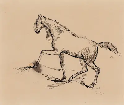Häst, utkast av Helene Schjerfbeck