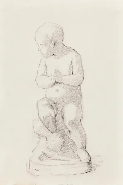 Sittande liten pojke, skulptur av Helene Schjerfbeck
