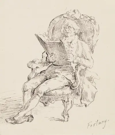 Läsande man, efter Mariano Fortuny av Helene Schjerfbeck