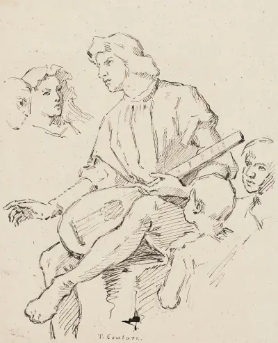 Lutspelaren, efter Thomas Couture av Helene Schjerfbeck