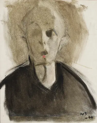Autoportret z czerwoną plamą, Helene Schjerfbeck