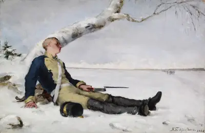 Zraněný bojovník ve sněhu, Helene Schjerfbeck