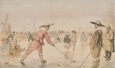 A Winter Scene with Two Gentlemen Playing Colf av Hendrick Avercamp
