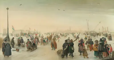 Enjoying the Ice near a Town av Hendrick Avercamp