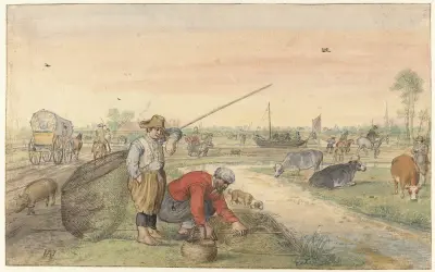 Landscape with Two Eel Fishermen by a Ditch av Hendrick Avercamp