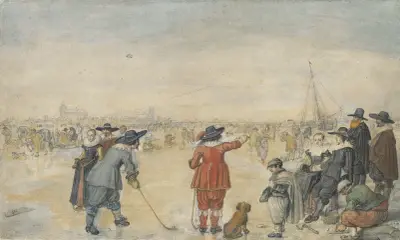 Winter Games on the Frozen River Ijssel av Hendrick Avercamp