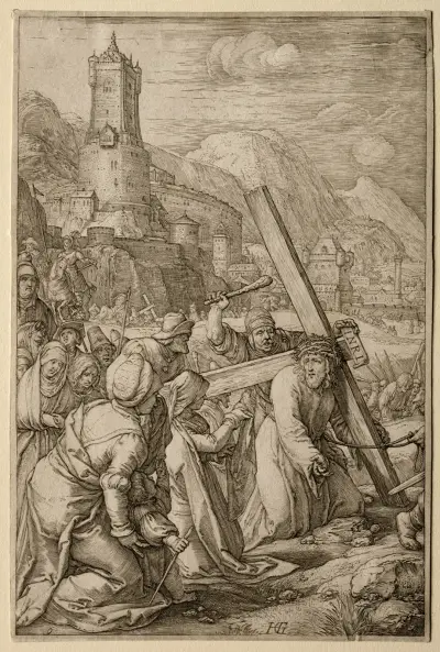 Kristus bär korset av Hendrick Goltzius