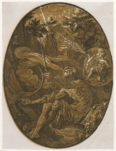 Demogorgon i oändlighetens grotta av Hendrick Goltzius