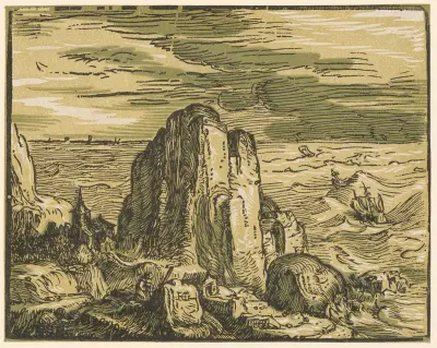 Felsklippa vid havskusten av Hendrick Goltzius