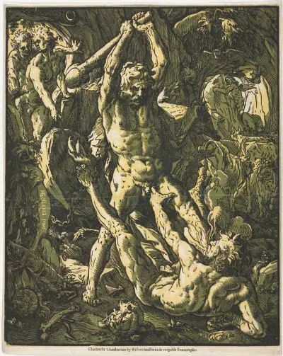 Herkules och Cacus av Hendrick Goltzius