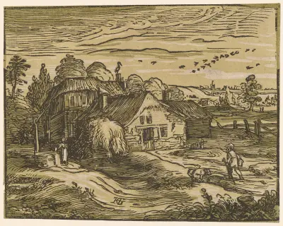 Landskap med bondgård av Hendrick Goltzius