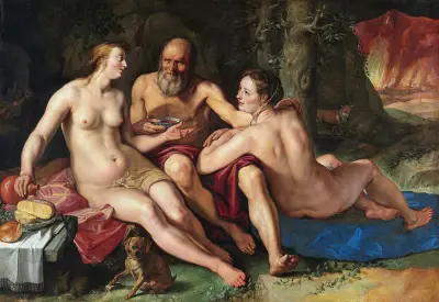 Lot och hans döttrar av Hendrick Goltzius