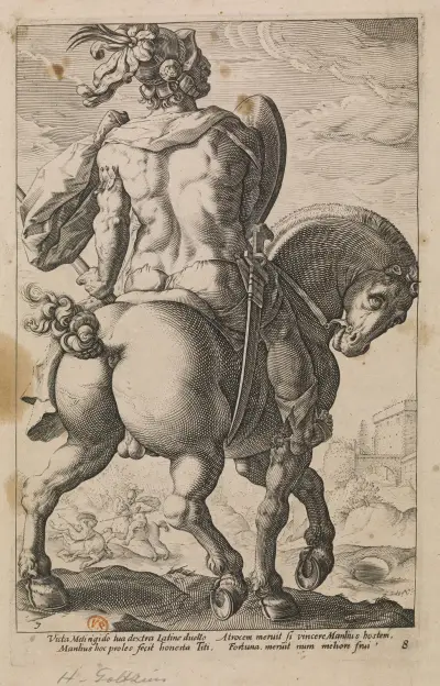 Titus Manlius on horseback av Hendrick Goltzius