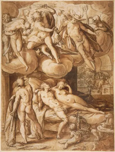 Venus och Mars överraskade av Vulcanus av Hendrick Goltzius