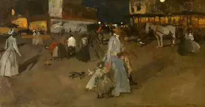 Evening on Dam Square in Amsterdam av George Hendrik Breitner