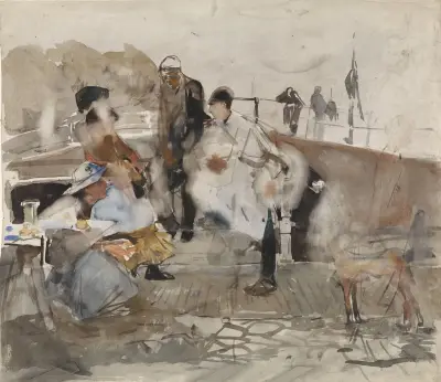Gezelschap op een boot av George Hendrik Breitner