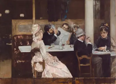 Café Scene In Paris av Henri Gervex