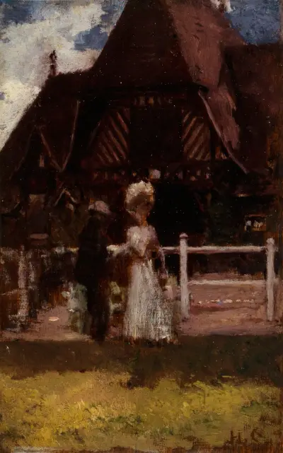 Étude pour un tableau non identifié, montrant l’hippodrome de Deauville) av Henri Gervex