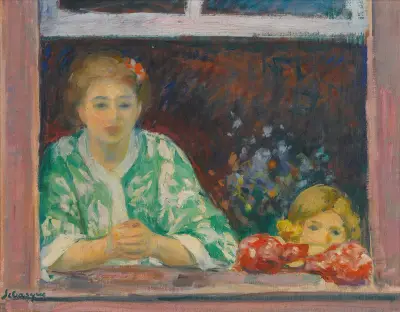 Femme Et Fillette À La Fenêtre av Henri Lebasque