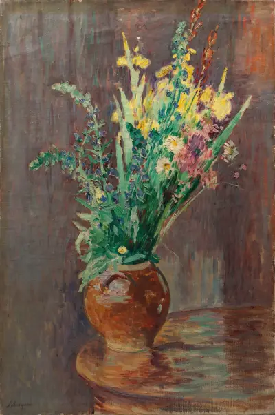 Blomsterbukett i en kruka av Henri Lebasque
