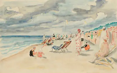 La plage de Deauville av Henri Lebasque